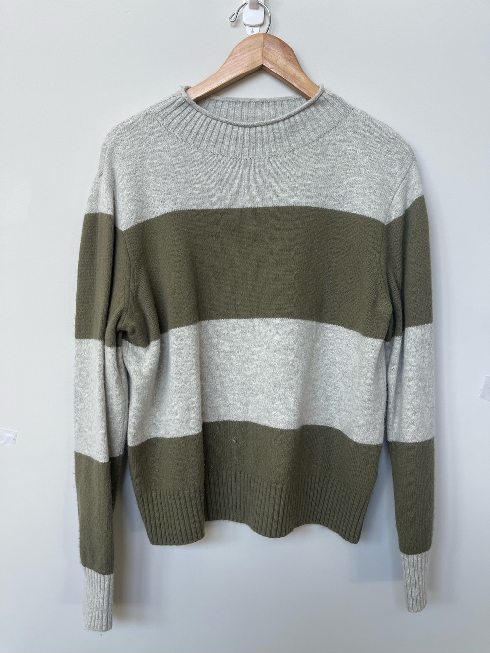 J. Crew | Striped Roll Neck Sweater Merino Wool Blend Contemporary Minimalist